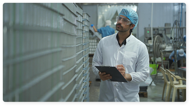 Validation engineer checking gauge